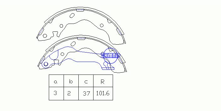 HYUNDAI ACCENT II седан (LC) MATRIX (FC) Барабанные тормозные колодки FMSI: 1495-S808 OEM: 58305-25A10 SA128, OK-BS266